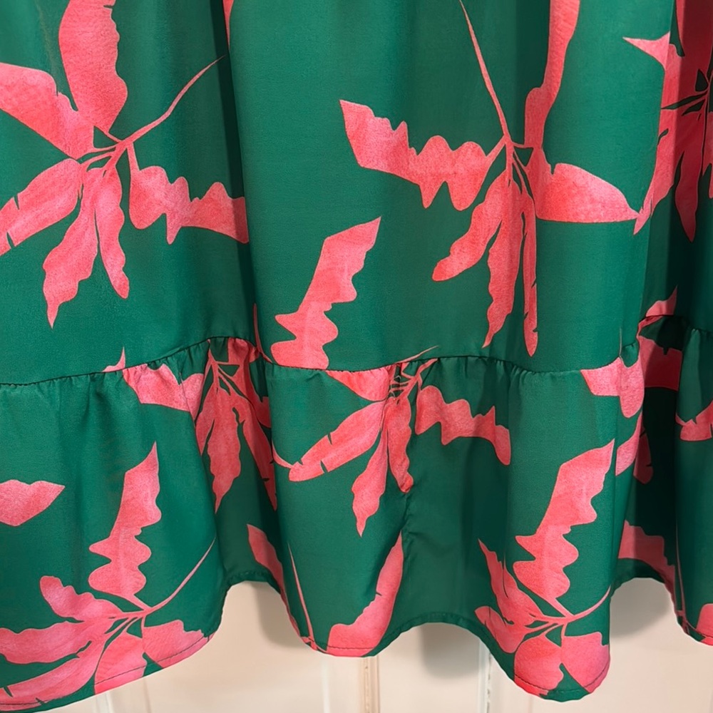 Green and Pink Floral Midi Dress - Picture 7 of 10